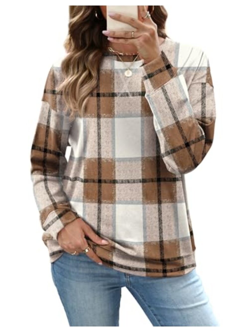 Women's Crew Neck Long Sleeve Sweatshirt Relaxed Fit Pullover